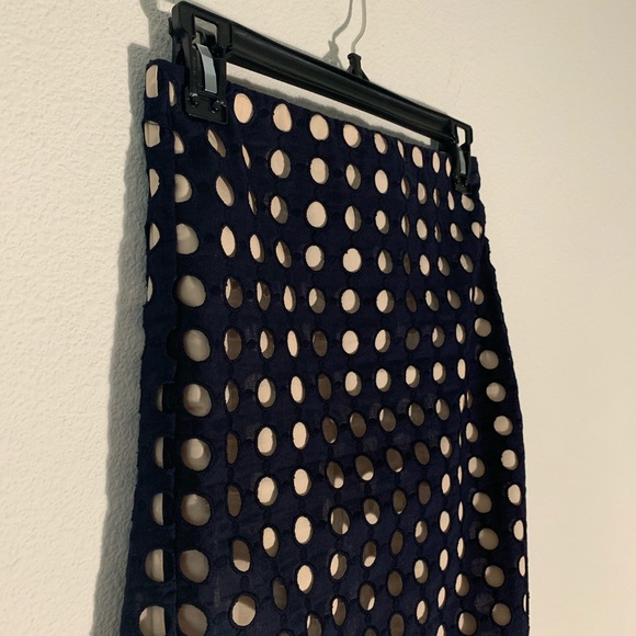 Ann Taylor Navy Blue Polka Dot Pencil Skirt - Picture 3 of 6